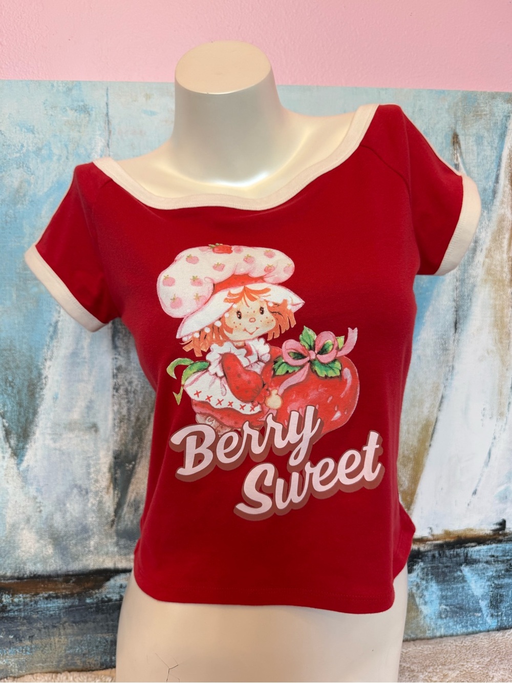 Hybrid Apparel Red 'Berry Sweet' Graphic Tee with Cream Trim